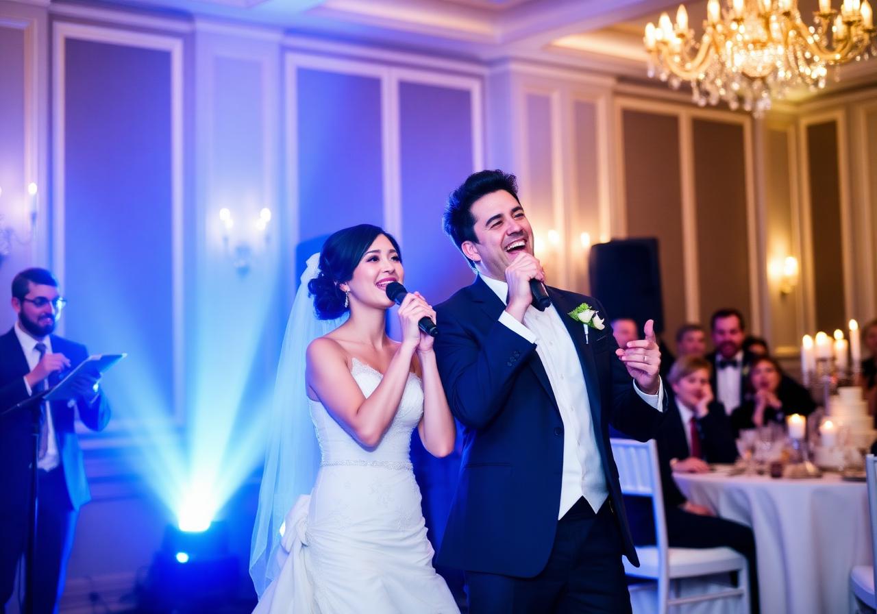 Casamento com momento karaokê