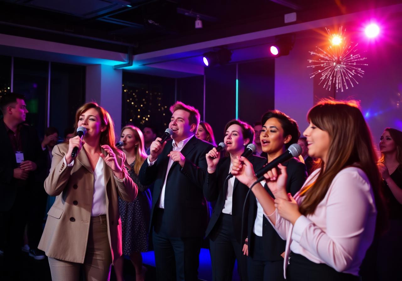 Evento corporativo com karaokê